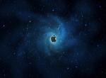 fond ecran  Logo Apple galaxie bleue