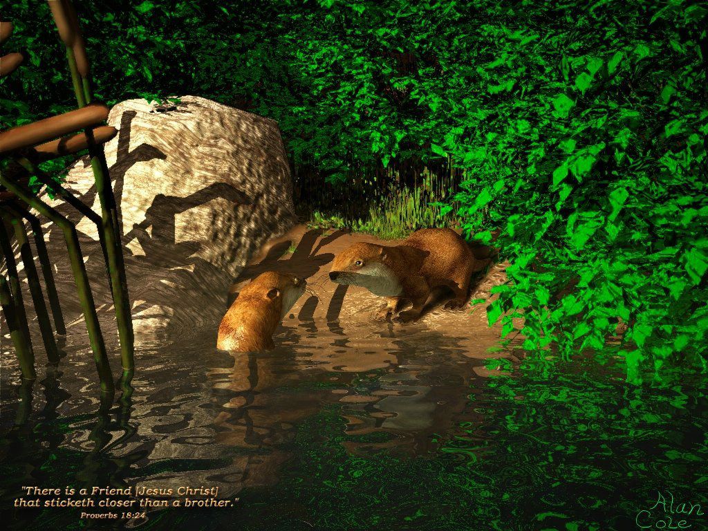 Loutres en 3D fond ecran Loutres en 3D