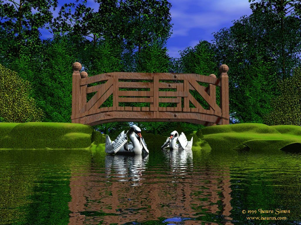 Cygnes en 3D fond ecran Cygnes en 3D