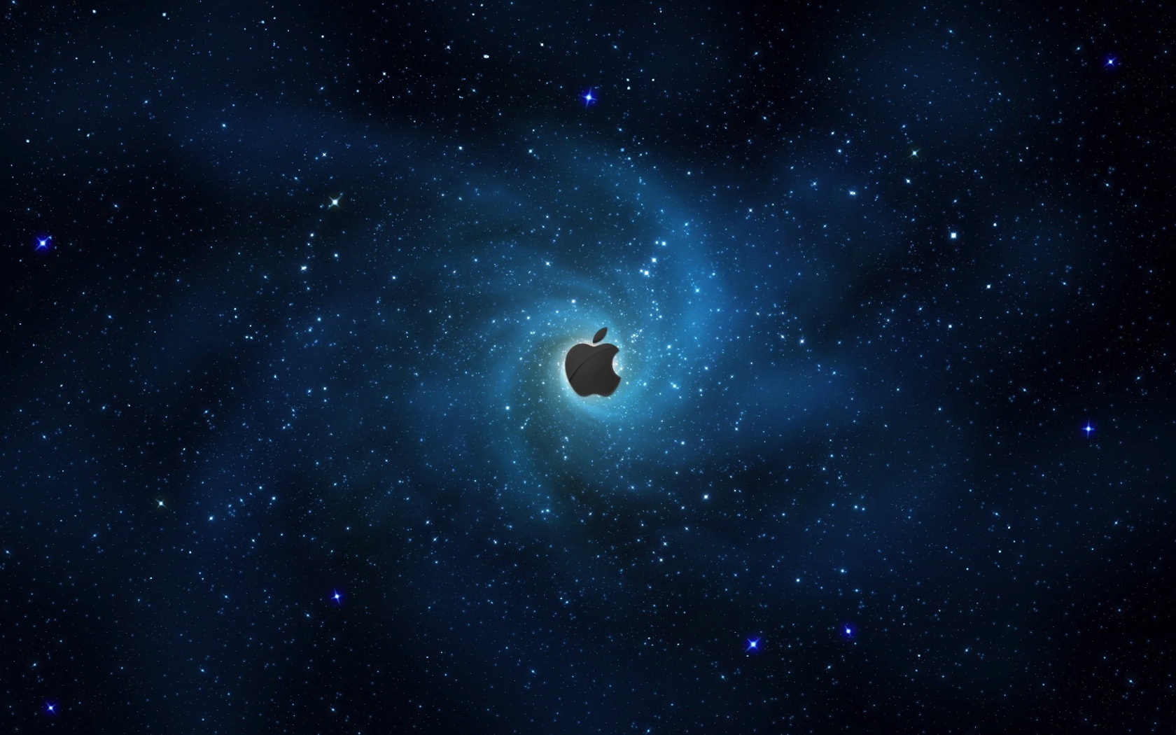 Logo Apple galaxie bleue fond ecran Logo Apple galaxie bleue