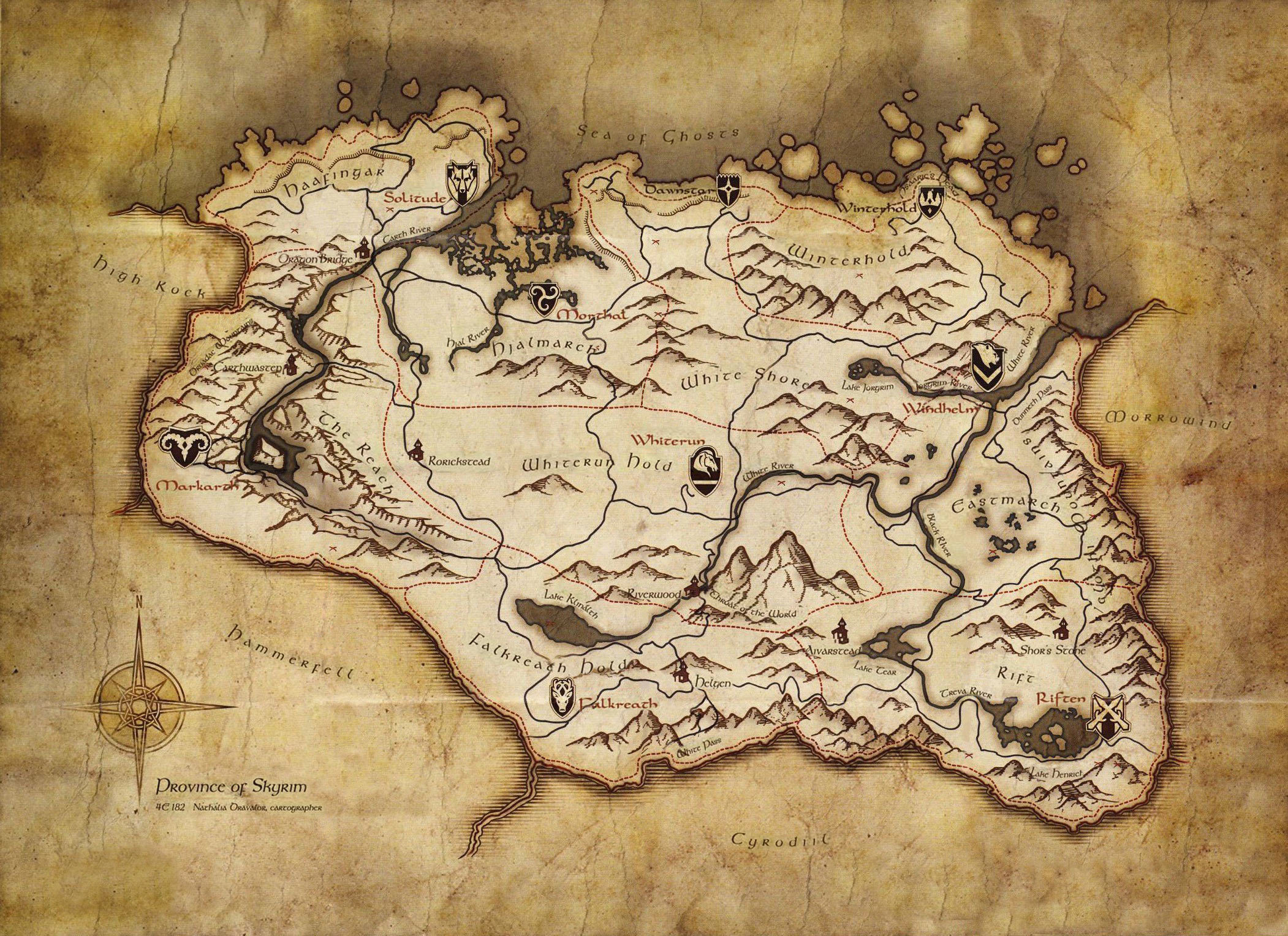 The Elder Scrolls V : Carte fond ecran The Elder Scrolls V : Carte