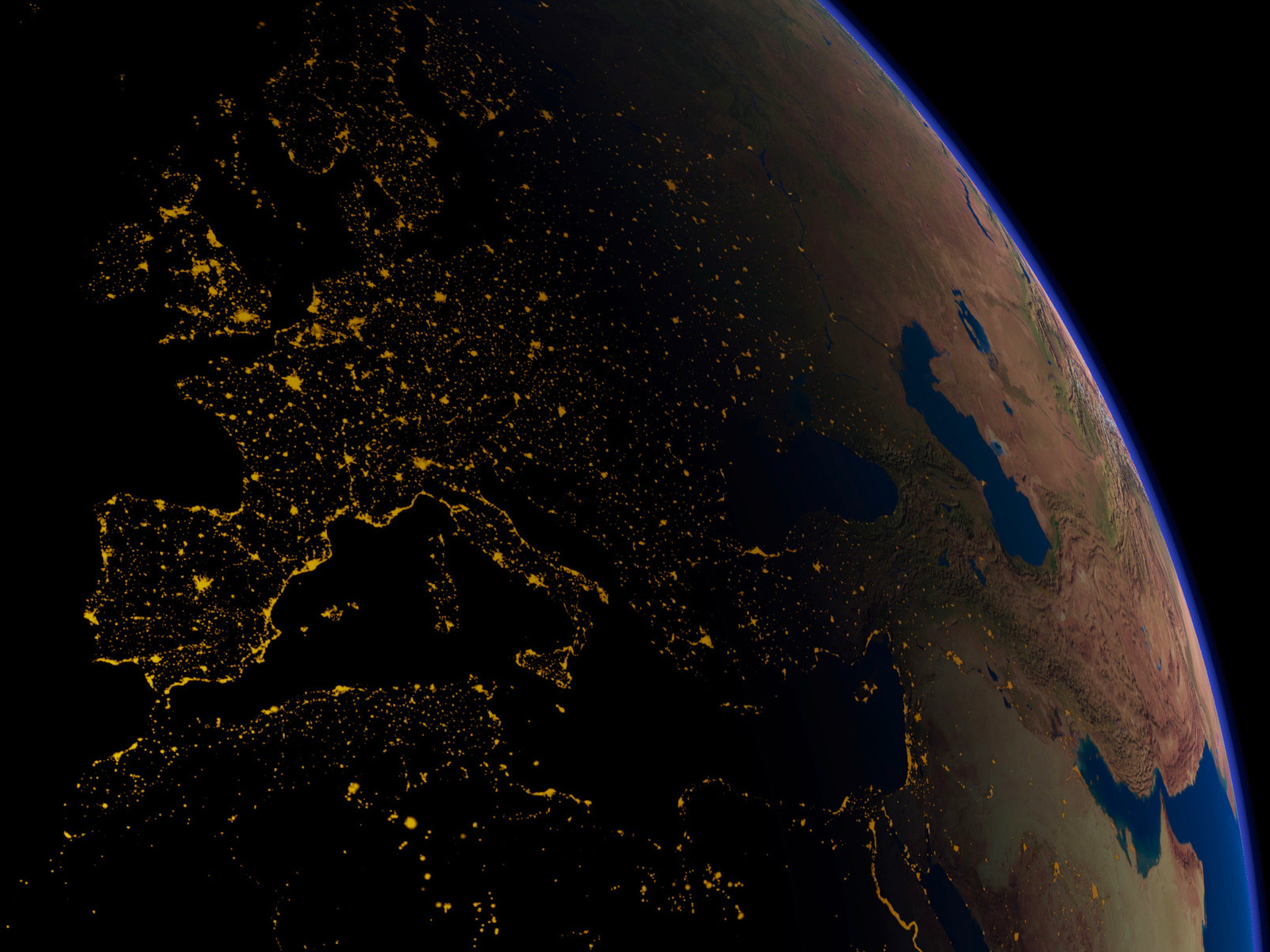 Terre : Europe de nuit fond ecran Terre : Europe de nuit