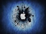 fond ecran  Logo Apple fond bleu